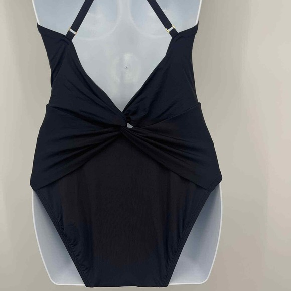 New Bleu Rod Beattie Black One Piece Swimsuit Womens 4 Halter Twisted Slimming - Picture 9 of 12